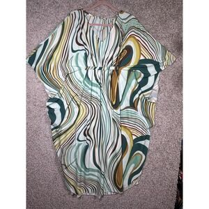 Moss Rose Kaftan Maxi Dress Swimsuit Cover Up V Neck One Size